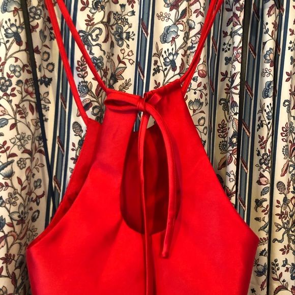 NWT B. Smart Red Satin Maxi Dress - Picture 5 of 9